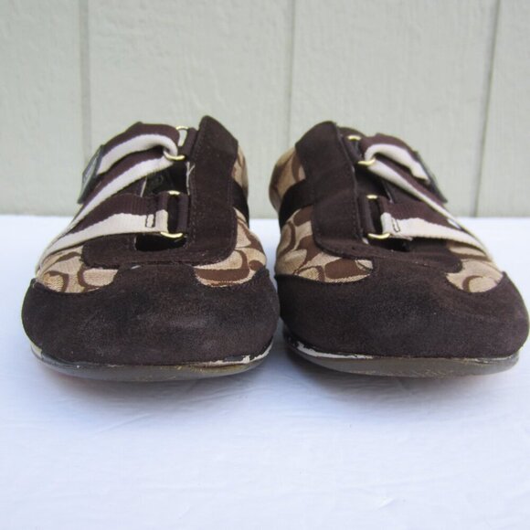 Coach Paddy Signature Monogram Brown Canvas Suede Sneakers Women’s Size 8.5 - Picture 5 of 15